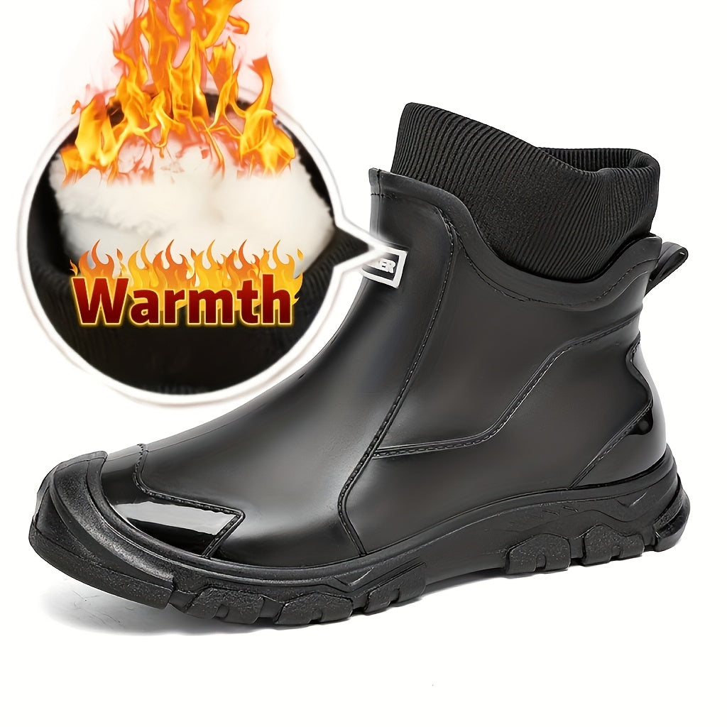 Men's Short PVC Rain Boots for Winter Outdoor Sports