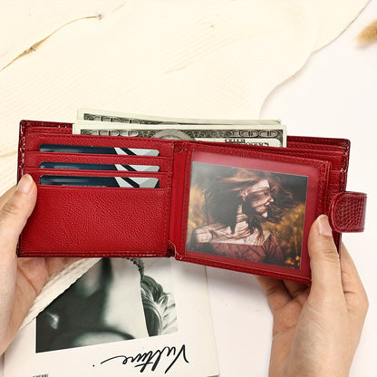 NIUCUNZH Full-Feature Genuine Leather Wallet Compatible for Men & Women - Top-Grain Cowhide with Magnetic Closure, Multi-Card, Photo & Coin Pocket, Passport Holder - Elegant Crocodile-Embossed Design, Valentine's/Mother's/Tha - ayq