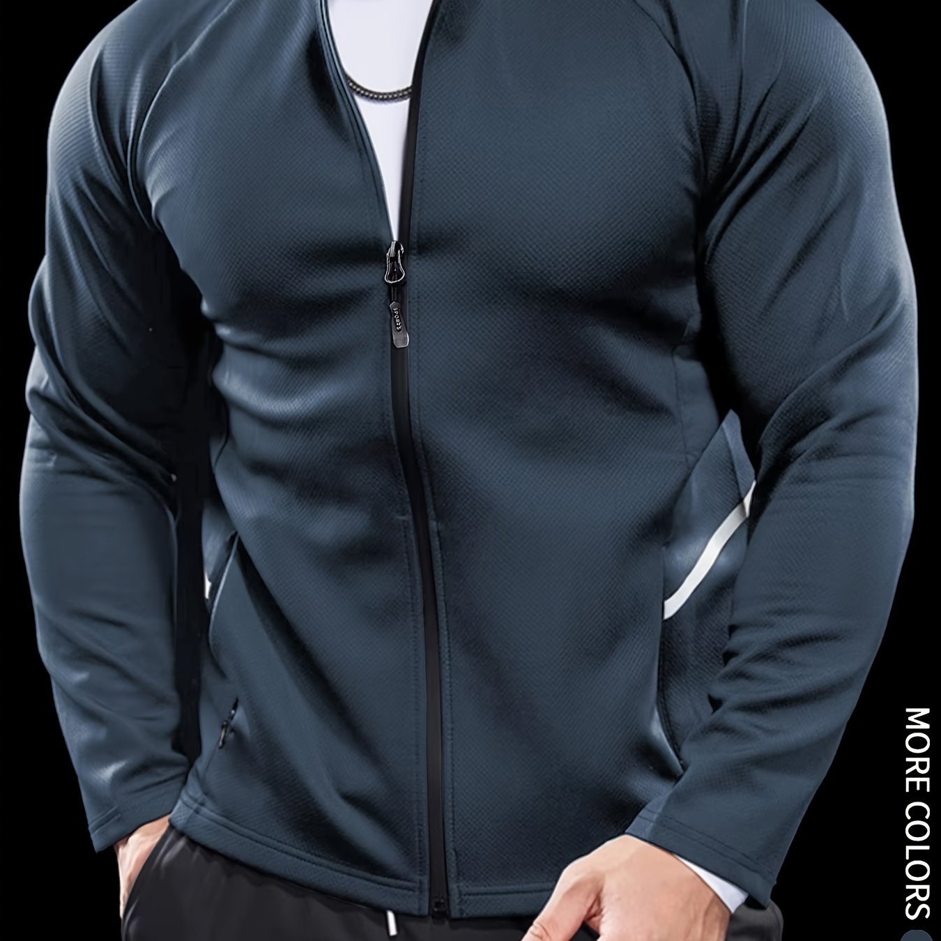 Men'S Slim Fit Quick-Dry Zip-Up Jacket - Lightweight Comfort Fabric, Stand Collar, Long Sleeves for Running & Outdoor Activities, Olive Green, Fall/Winter Casual Sportswear, Sportswear | Sleek Design | Durable Sportswear