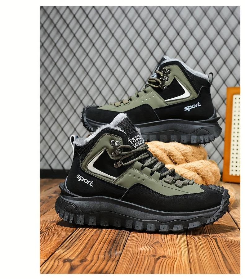 Men's Outdoor Hiking Shoes - Multi-Terrain Breathable Athletic Sneakers for Gym Training, High Elasticity Support & Anti-Slip Design, Lightweight and Warm Snow Sports Footwear