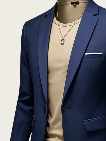 Men's Lightweight Single-Breasted Suit Jacket for Business & Events