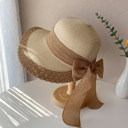 Women's Summer Straw Beach Hat with Moisture Wicking
