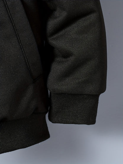 Boys' Cozy & Stylish Black Hooded Jacket - Soft, Casual Zip-Up Cardigan with Pockets, Polyester Blend, Perfect for Fall/Winter Comfort, Outdoor Youngsters Apparel|Hooded Cardigan|Machine Washable Fabric, Boy Jacket