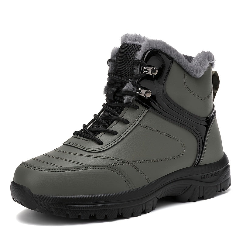 Men'S High-Top Snow Boots for Winter, Featuring Thickened Fleece for Warmth, Designed for Outdoor Activities with Slip-Resistant And Wear-Resistant Properties.