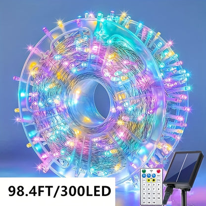 Solar Remote Control 19 Modes Outdoor Festival Party Decorations Garden Corridor Decoration Christmas Halloween Lights Wedding Proposal Scene New Year Decoration