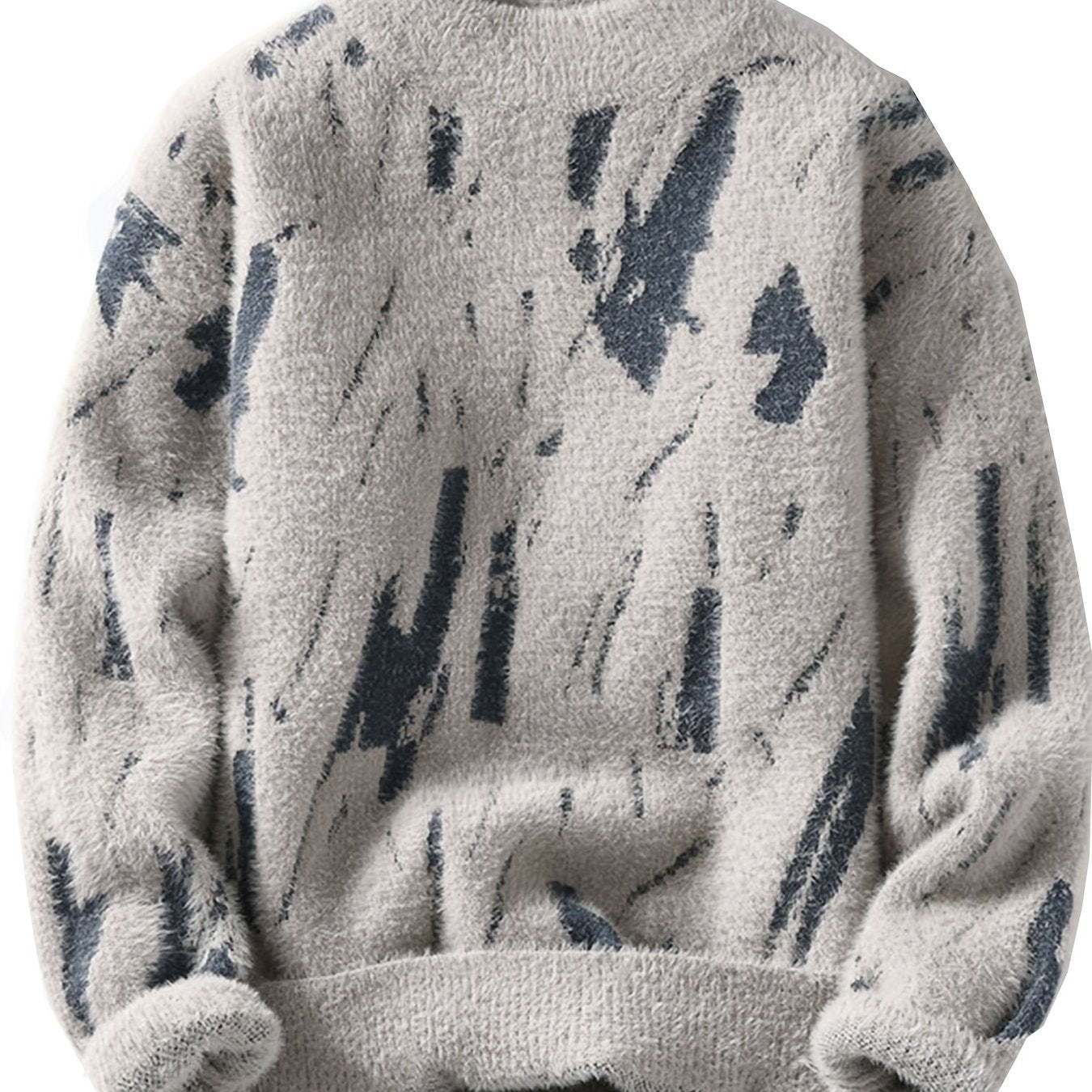 Տղամարդու փափուկ տրիկոտաժե սվիտեր | Կլոր օձիք, հաստ, տաք, առօրյա ոճ, գունային բլոկներով նախշ, աշուն/ձմեռ սեզոն, սովորական չափսի դեռահասների համար