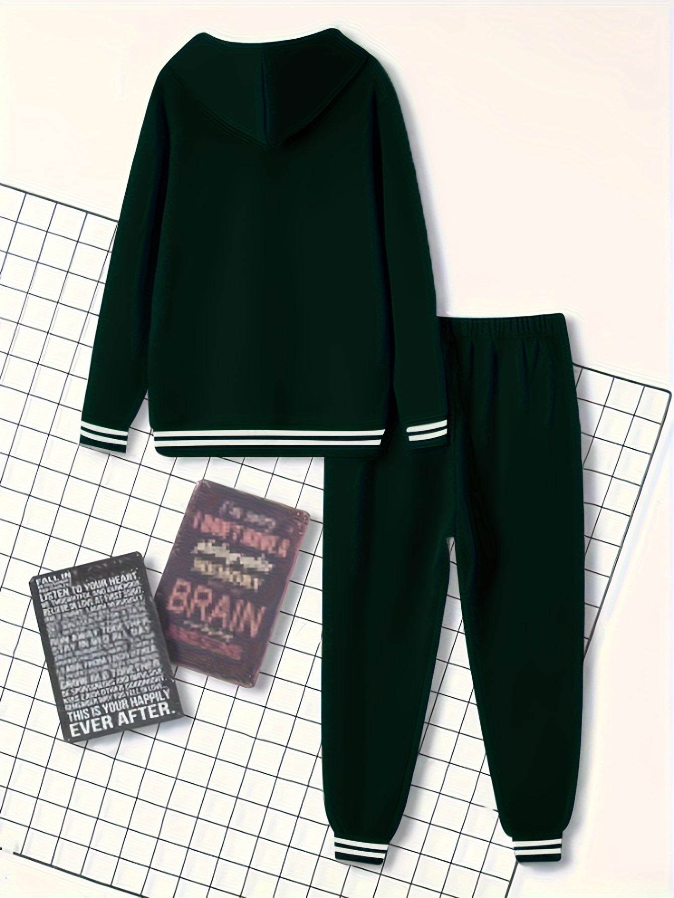 2pcs Men's Trendy BROOKLYN Letter Print Hooded Outfit, Hoodie & Pants Set, Men's Clothes For Spring Fall Winter, As Gift