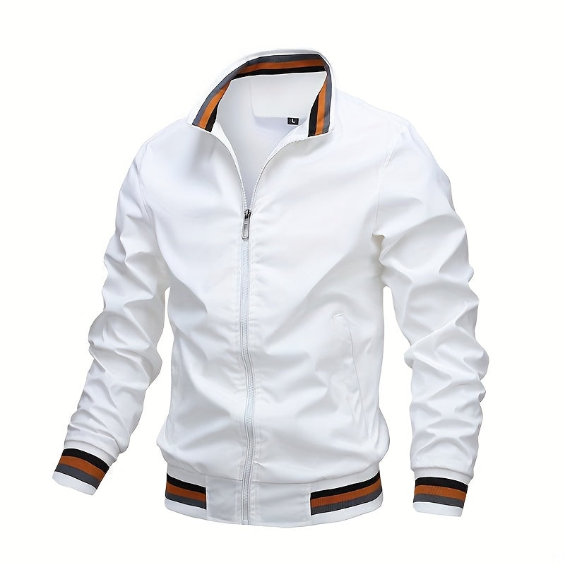 A Men'S Stylish Pilot Jacket, Made of Durable Fabric, Features Classic Striped Details, Perfect for Casual Outings Or Hiking. It Offers a Sense of Confidence And Fashion, Making It an Ideal Gift for Men