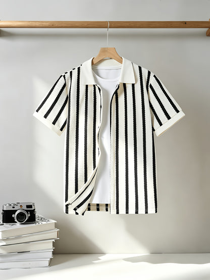 Youth Striped Short-Sleeve Casual Button-Up Shirt for Teens
