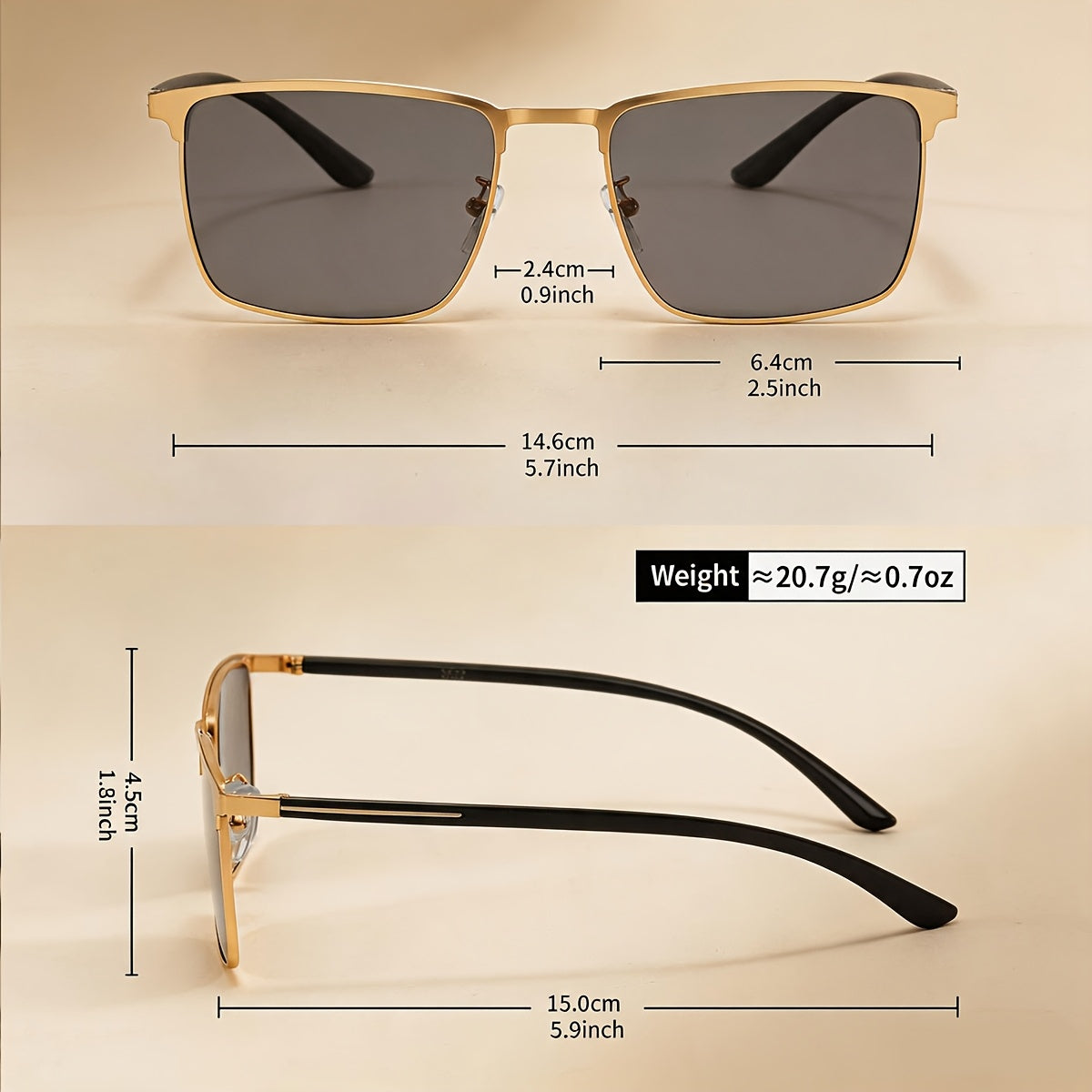 Men's Polarized Casual Sunglasses with Stainless Steel Frame