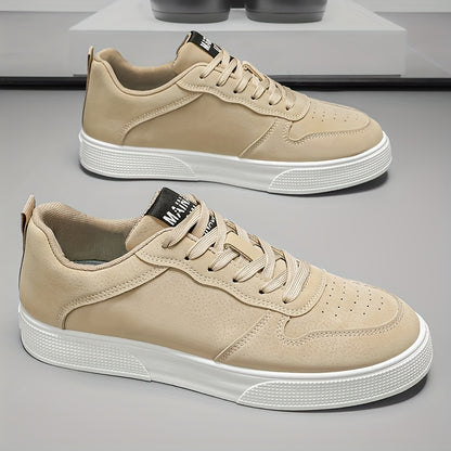 1 Pair MAINALUN Men'S Skateboarding Sneakers - Low-Top Lace-Up Casual Shoes with Thick PVC Sole, Breathable Fabric Lining  Durable Synthetic Upper for Daily Wear, Outdoor, Travel, Parties - Green/Black/Khaki, Skateboarding S
