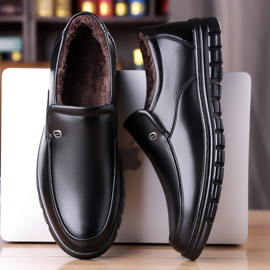 Men's Business Casual Ankle Boots, Winter Light Lined Warm Snow Boots, Slip-on High-Top Design, Versatile Footwear for Daily Office and Outdoor Walking, Non-Slip Thick Sole Walking Shoes