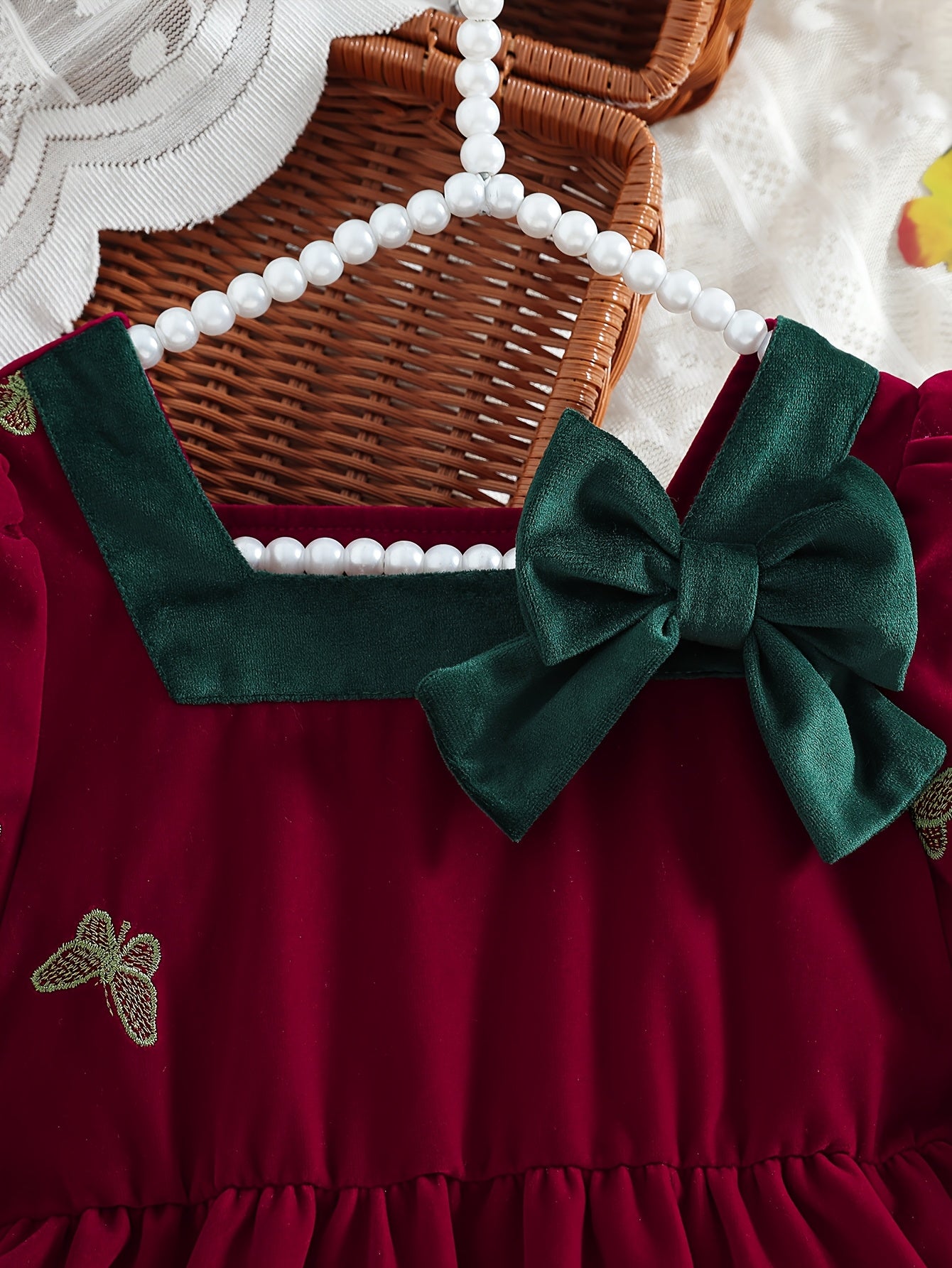 Dreamy Party Dress for Girls - Sweet 3-D Bow with Playful Embroidered Accents, Long Sleeve Spring/Fall Holiday Gathering Outfit