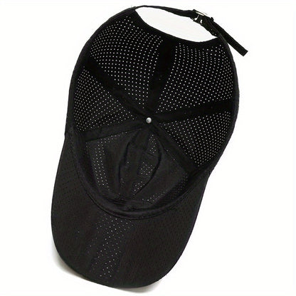 1pc Breathable Quick-Dry Mesh Baseball Cap for Men & Women - Adjustable Snapback, Lightweight Sun Hat for Outdoor Sports, Golf, Tennis, Running, Hiking, Camping - Black, Navy Blue, Dark Gray, Light Gray, Olive Green, Adjustab
