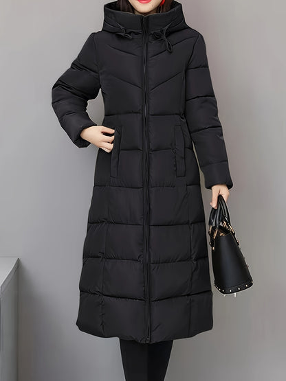 Thickened Long Hooded Coat for Women, New Winter Style, Slim Fit Knee-Length Winter Jacket.
