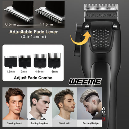 WEEME 2pcs/3pcs Grooming Kit Electric Hair Clipper + Beard Trimmer + Shaver + Nose Hair Trimmer, USB Rechargeable with LCD Display | Perfect Gift for Dad, Husband, Boyfriend (Father's Day/Birthday)