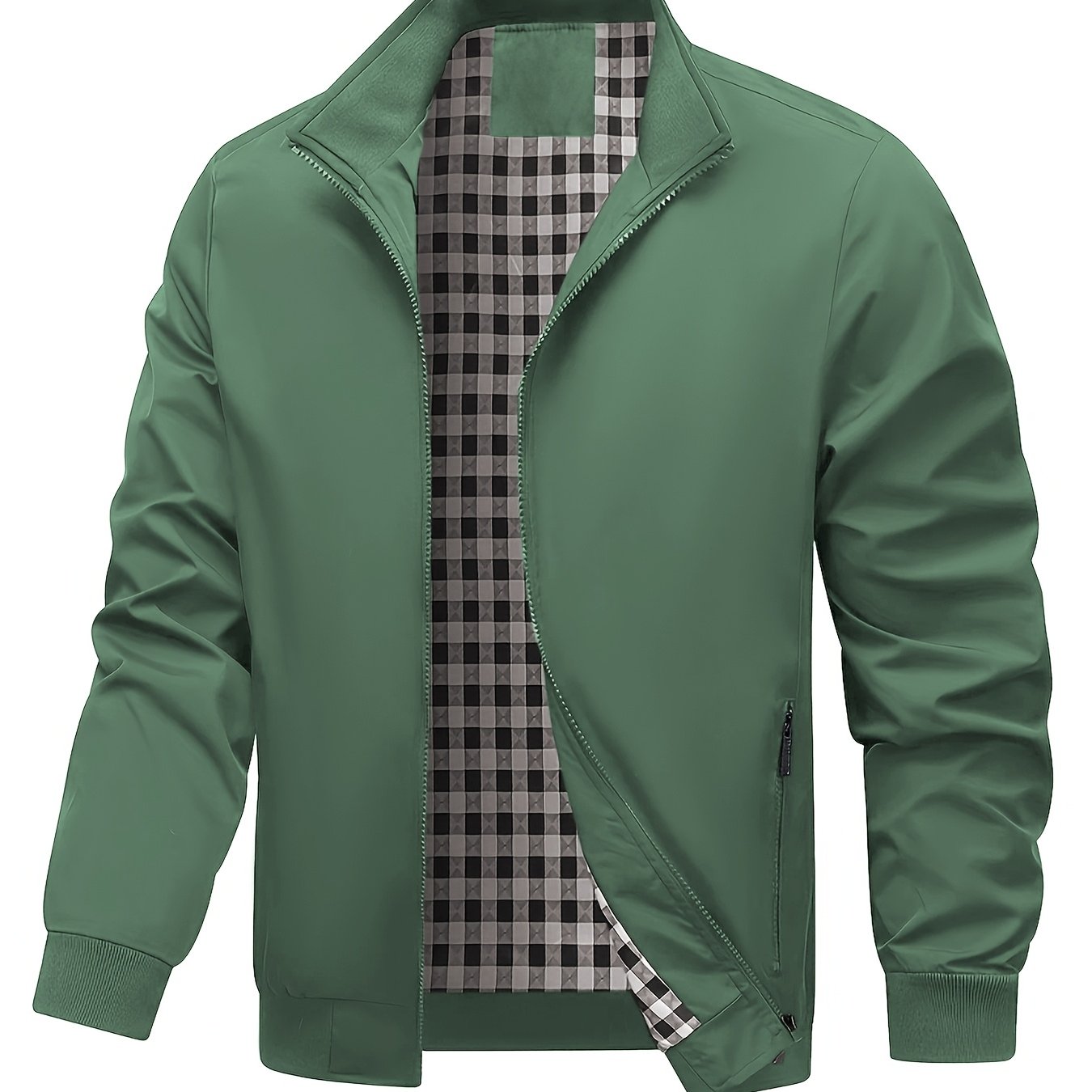 Men's Academic Jacket - Burgundy (Deep Red), Zip-Up Front Closure, Structured Non-Stretch Fabric, Zippered Pockets - Formal & Casual Outerwear for Office, Events, Everyday - Easy-Care Coat, Dressy Jacket, Houndstooth Pattern