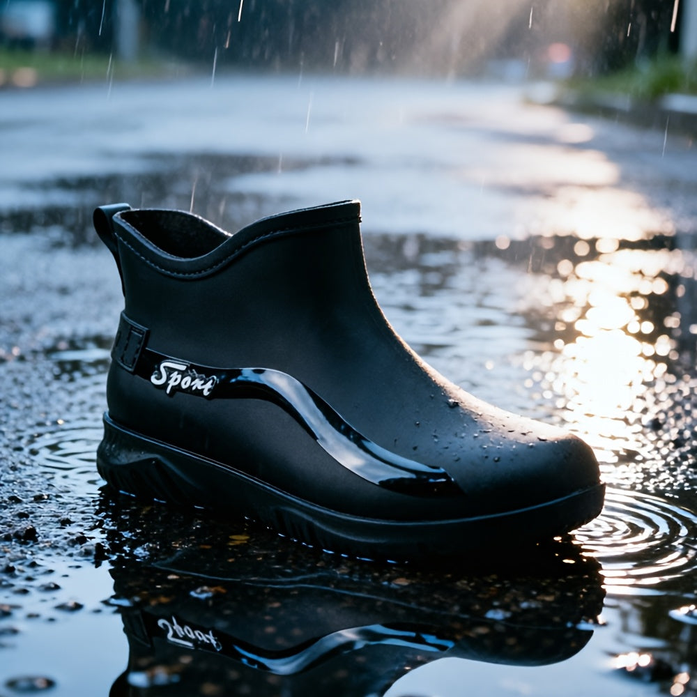 Men's Casual Anti-Slip PVC Rain Shoes for All-Season Wear