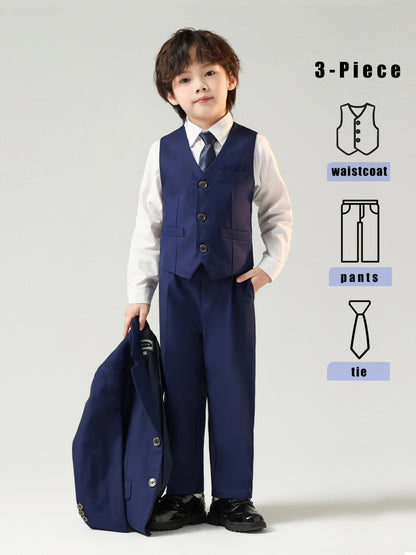 Boys' Formal Gentleman Vest Set with Tie and Pants, Party Style