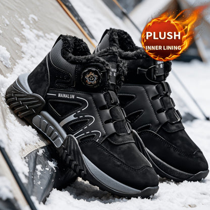 Men's Winter Riding Boots Mid-Top Cold-Proof Hiking Shoes