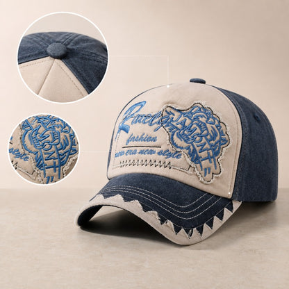 Vintage Washed Unisex Adjustable Baseball Cap with Embroidered Patch