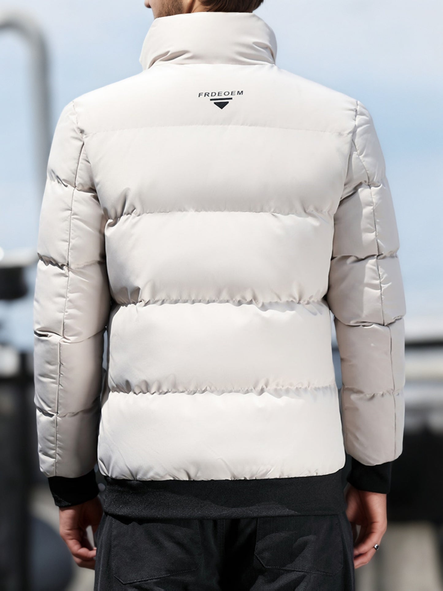 Men's Heavyweight Winter Coat - Full-Zip Cold Weather Jacket, Stand-Up Collar, Exterior Zipper Closure, Machine Washable Outer Shell for Everyday & Formal Wear - Black, Seasonal Layering, Sleek Design, Durable Fabric, Urban C