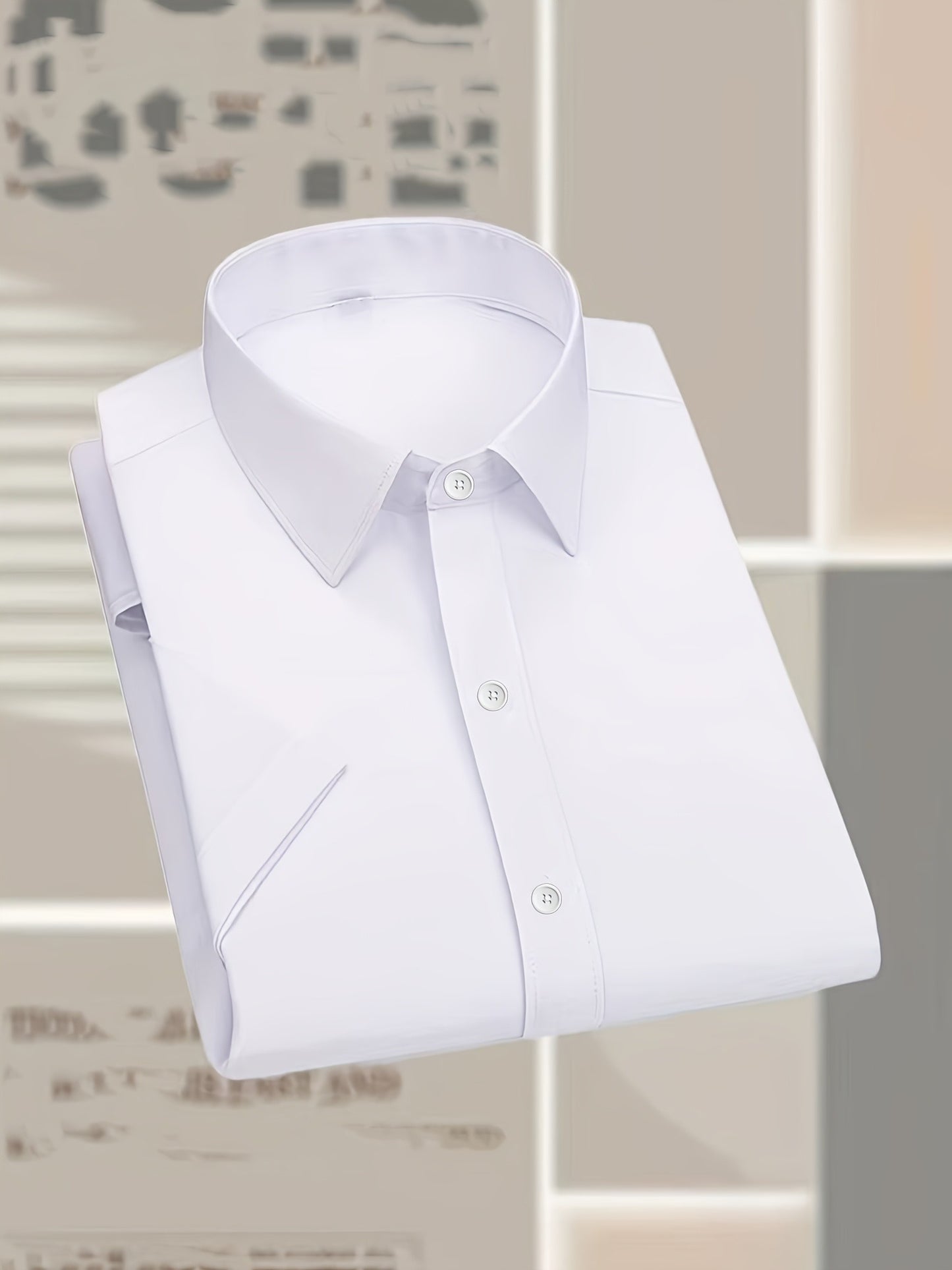 Men's Casual Business Shirt Short Sleeve Polyester Top
