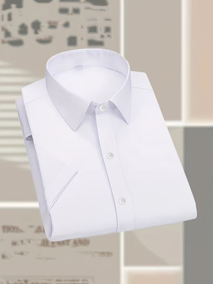 Men's Casual Business Shirt Short Sleeve Polyester Top