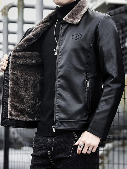 Siji Dou OBM տղամարդու վերարկու, նոր աշնանային/ձմեռային բրդյա ծածկույթով բաճկոն՝ արհեստական ​​մորթուց օձիքով, նորաձև առօրյա բաճկոն տղամարդկանց համար