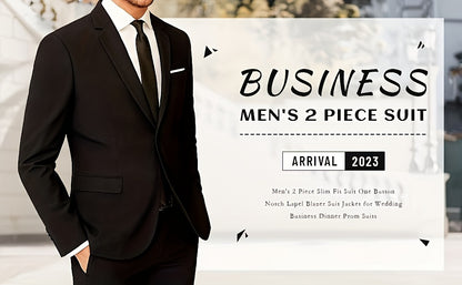 Men'S Classic Two-Piece Suit Set with a Single-Button Jacket And Pants, Suitable for Light Business, Weddings, Casual, And Formal Occasions.