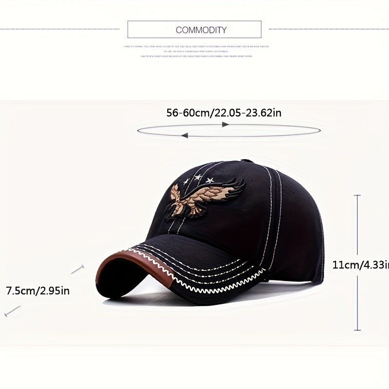 Unisex Breathable Baseball Cap with Eagle Embroidery, Lightweight