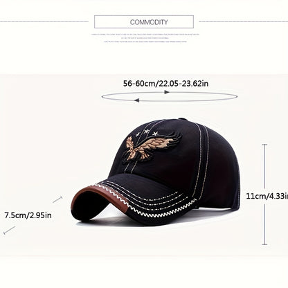 Unisex Breathable Baseball Cap with Eagle Embroidery, Lightweight