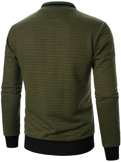 Men'S Zip-Up Jacket - Full-Zip Front Closure, Stand Collar, Lightweight Outerwear for Office, Casual & Formal Events - Spring/Fall Transitional Clothing - Easy-Care Modern Men'S Coat, Zip Up Jacket, Autumn Layering, Sleek Des