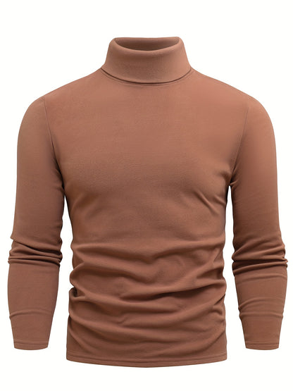 Casual Solid Men's Autumn And Winter Turtleneck Long-sleeved Fit T-shirt