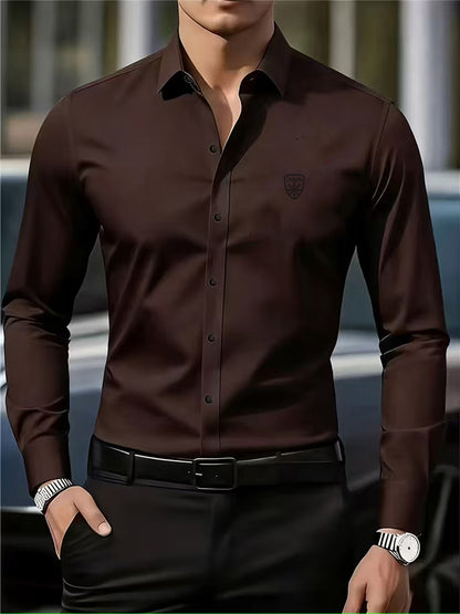 Men's Casual Business Shirt Short Sleeve Polyester Top