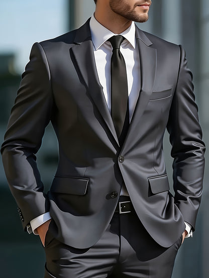 Men's Slim Fit Single-Breasted Business Suit Jacket