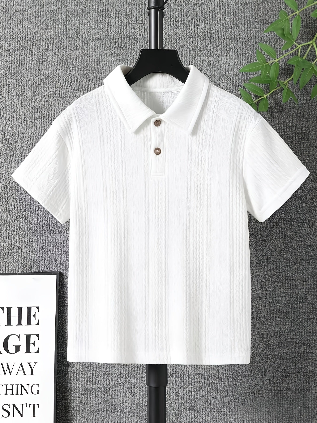 Boys' Casual Knitted Jacquard Short-Sleeve Top