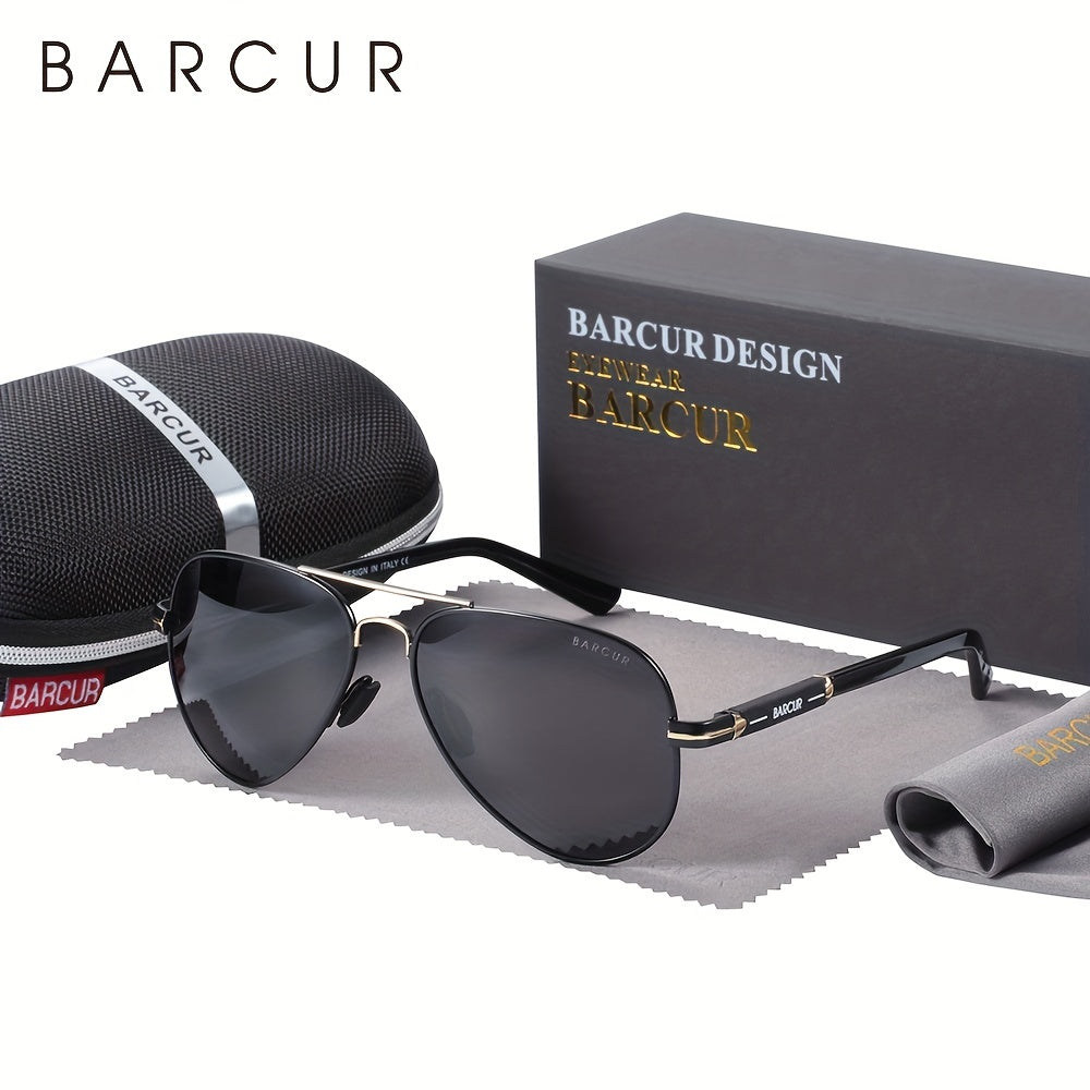 BARCUR Men’s Polarized Pilot Sunglasses Stainless Steel Frame