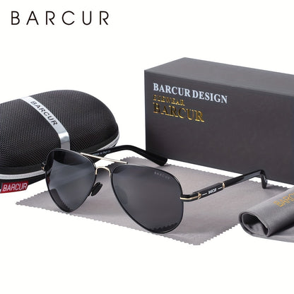 BARCUR Men’s Polarized Pilot Sunglasses Stainless Steel Frame