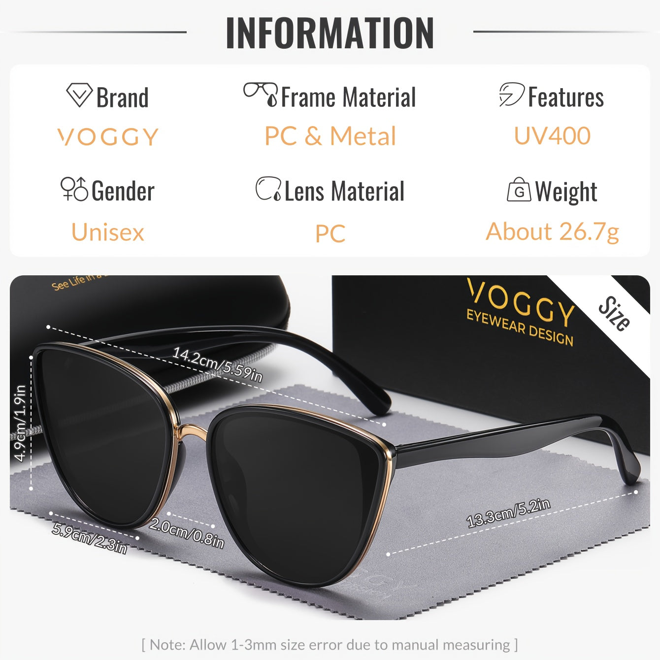 Lightweight Butterfly Sunglasses for Men & Women with UV400 Protection