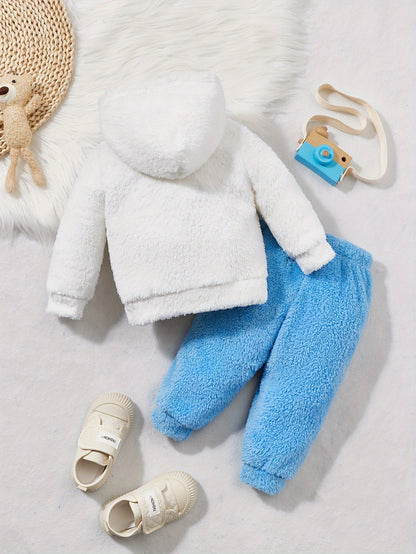 Տղաների աշնանային և ձմեռային նորաձև, առօրյա, պարզ, խելոք, տաք, միագույն, փափուկ, արջուկի տեսքով ասեղնագործված վերնաշապիկով, երկկտորանոց, հիանալի է բացօթյա օգտագործման համար