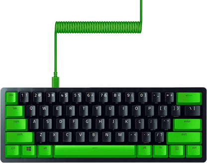 Razer Huntsman Mini 60% Gaming Keyboard + PBT Keycap + Coiled Cable Upgrade Set Bundle: Mercury White/Clicky Optical - Quartz Pink