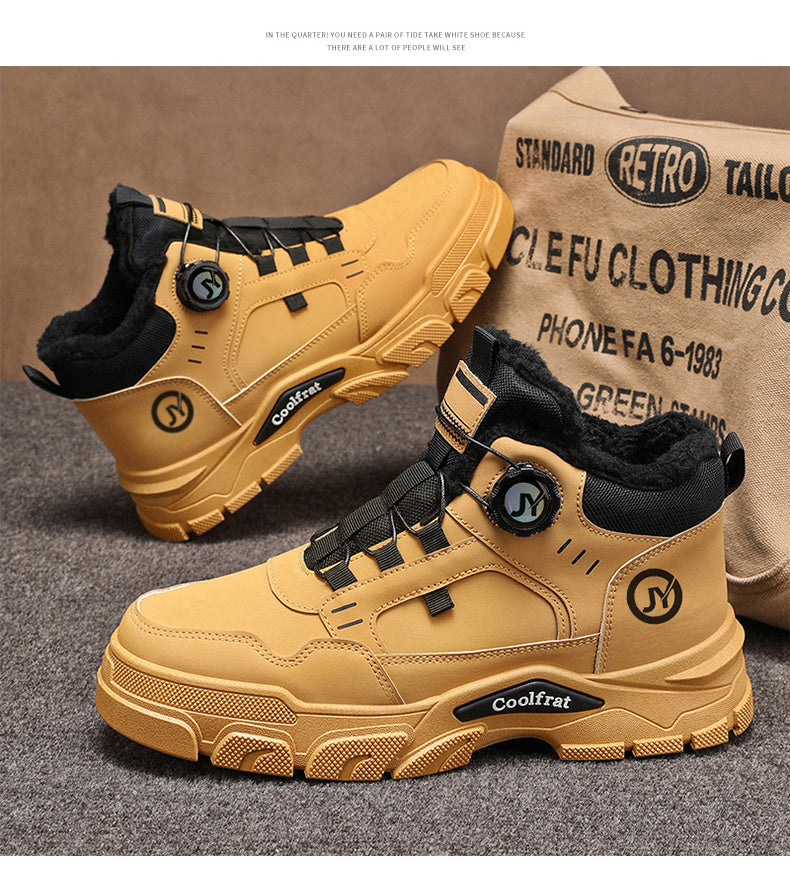 Տղամարդկանց նոր ձմեռային հաստ շերտով կոշիկներ, երեք գույնի, հարմարավետ և տաք, հեշտ հագնվող/հանվող, բռնակի դիզայնով, հարմար է բացօթյա ձյան, լեռնագնացության և լեռնագնացության համար։