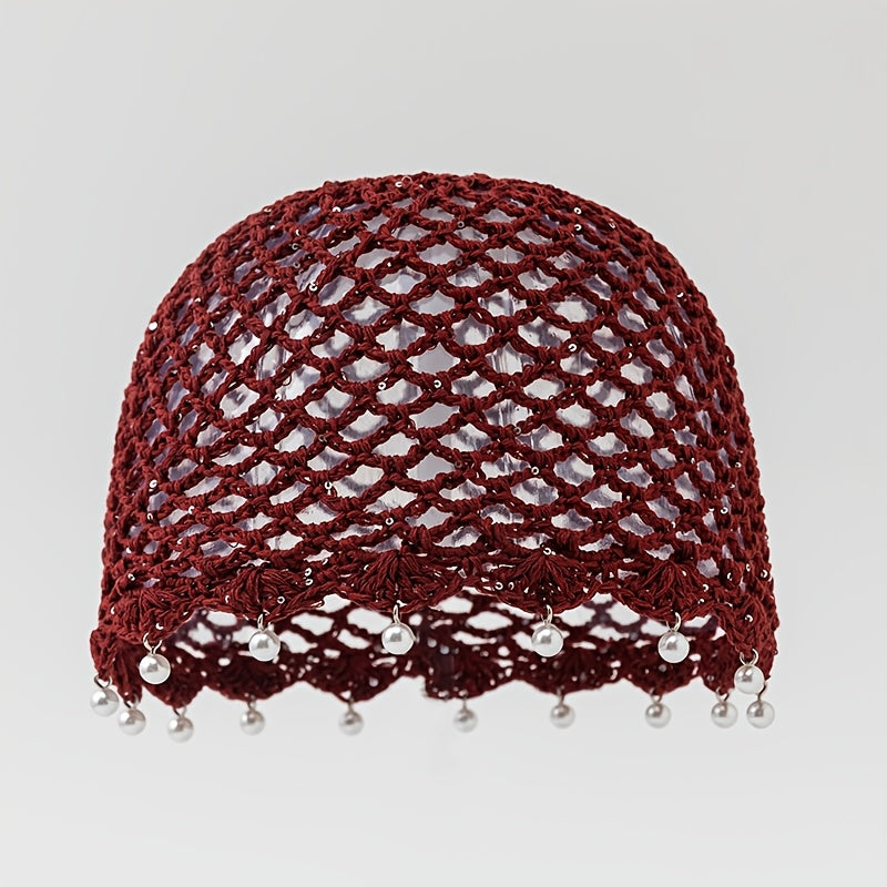 Breathable Sequin Pearl Acrylic Hat for Valentines Day