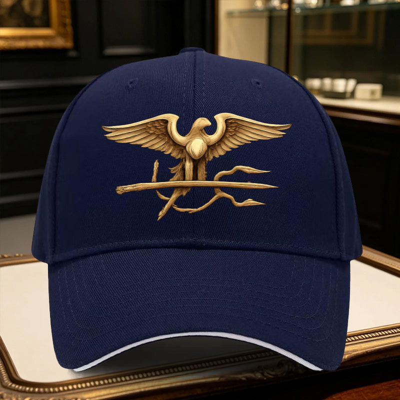Adjustable Eagle Trident Print Sports Cap for Men – Lightweight Polyes