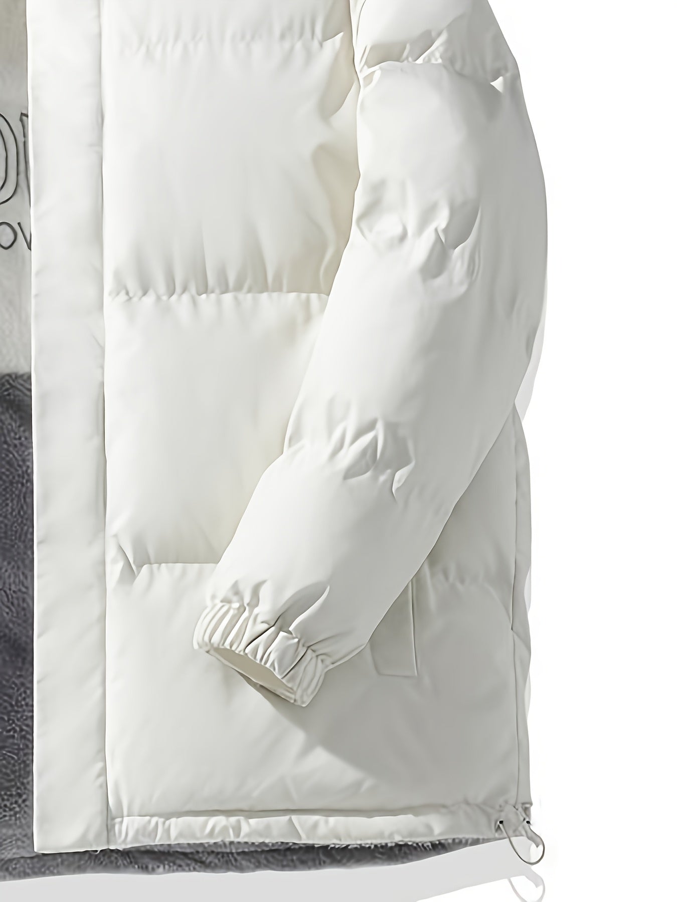 Տղամարդու երկկողմանի բրդյա ծածկույթով հաստ բաճկոն՝ առօրյա կանգնած օձիքով՝ տառերի տպագրությամբ, սովորական չափսերով, գրպաններով, պոլիեսթերային լցոնով, բազմակողմանի աշուն/ձմեռ համար, ձմեռային բաճկոն