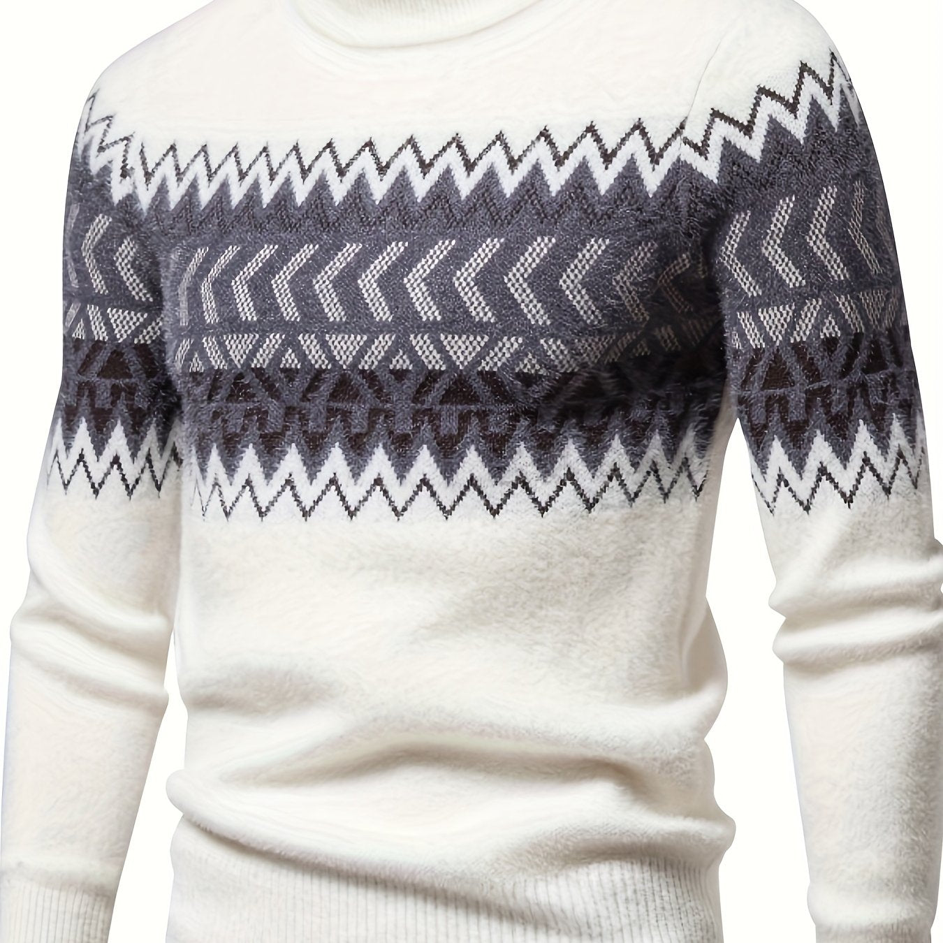 SENMEIGUO տղամարդու ամենօրյա, կլոր վզնոցով տրիկոտաժե սվիտեր՝ հարմարավետ, երկար թևքերով, գծավոր նախշերով, բարձր ձգվող ակրիլային խառնուրդով՝ աշուն/ձմեռ