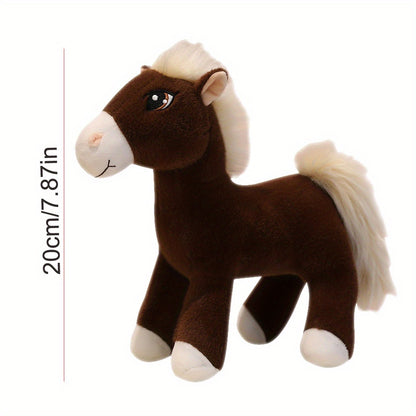 Simulation Horse Plush Toys 20cm/7.87" Soft Stuffed Plush Animal Toy Education Prop Toys for Students Home Room Sofa Decorations