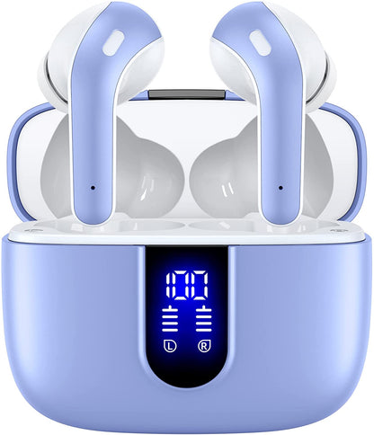 TAGRY Bluetooth Headphones True Wireless Earbuds 60H Playback LED Power Display Earphones with Wireless Charging Case IPX5 Waterproof In-Ear Ear Buds with Mic for TV Smart Phone Laptop Computer Sports