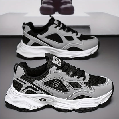 Men'S 2025 New Fashionable Low-Top Sneakers with Thick Sole - Non-Slip, Outdoor Casual Shoes for Teenagers and Young Adults, White and Golden Accents, All-Season Comfort, Casual Footwear   Modern Sneaker Design   Rubber Base